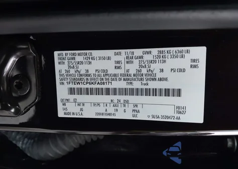 2019 Ford F-150 Xl from USA, damaged, VIN 1FTEW1CP6KFA08171
